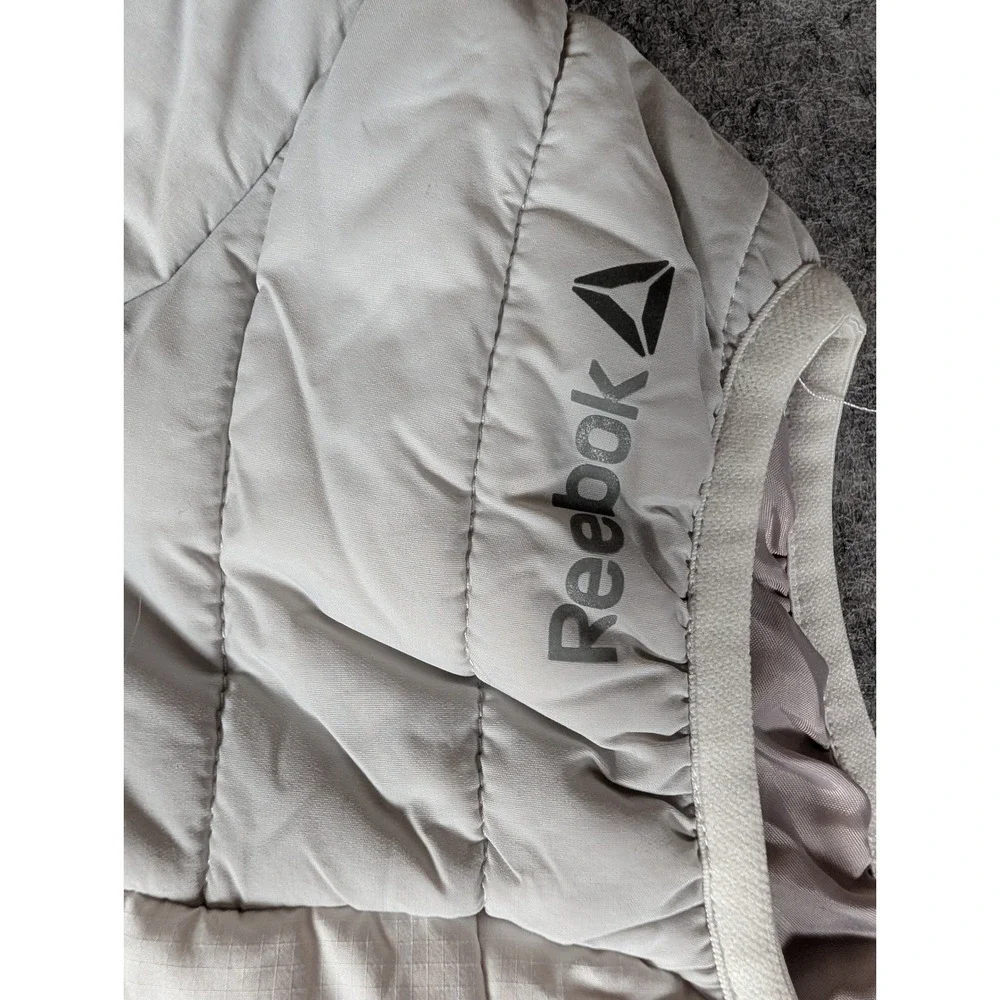 Reebok Womens Quilted‎ Puffer Vest Full Zip Light Grey Sleeveless Jacket S